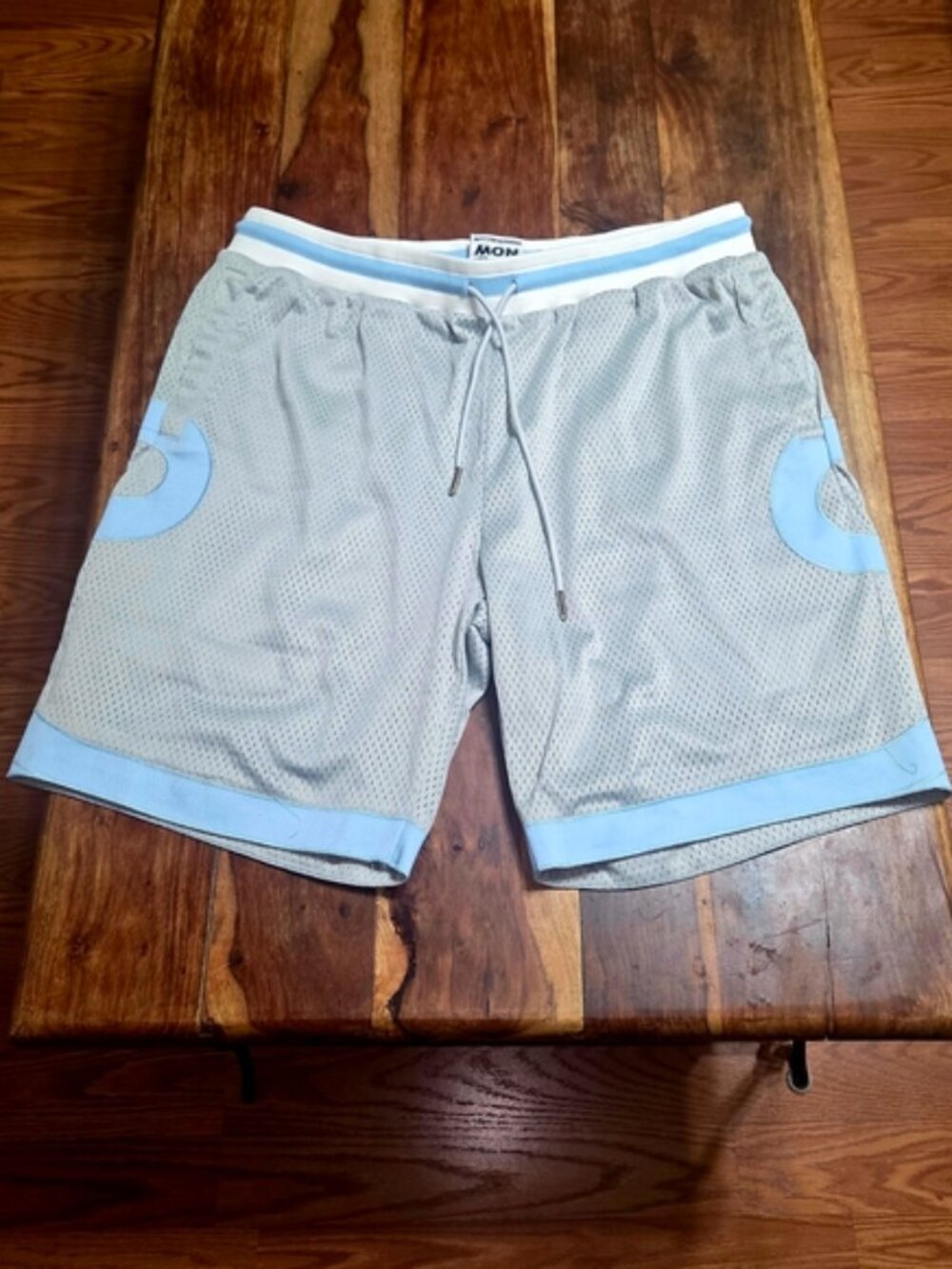 Asaali Men's Gray & Light Blue Mesh Athletic Shorts